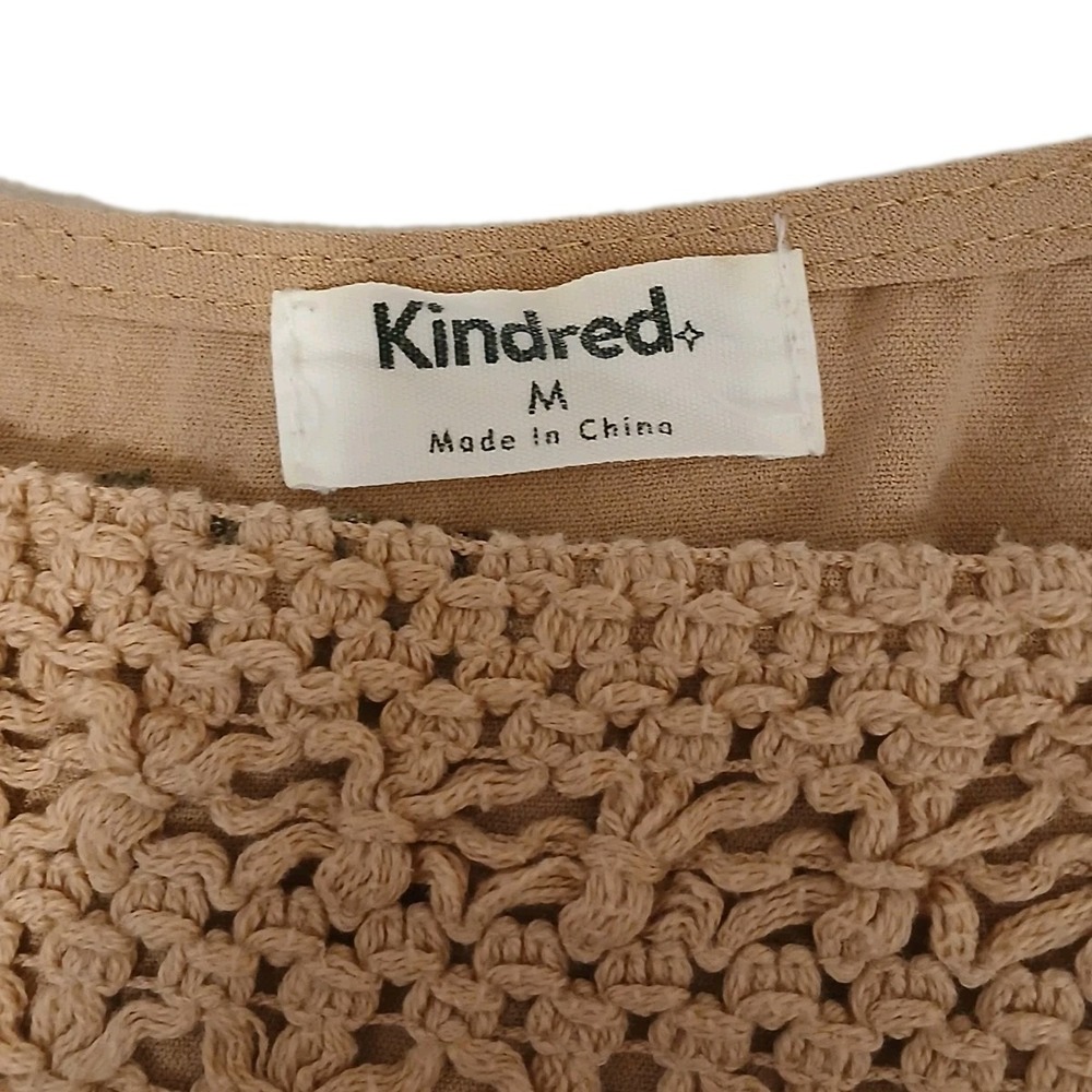 Anthropologie Kindred Embroidered Boho Peasant Blouse Top M Tan Floral Western - Picture 16 of 16